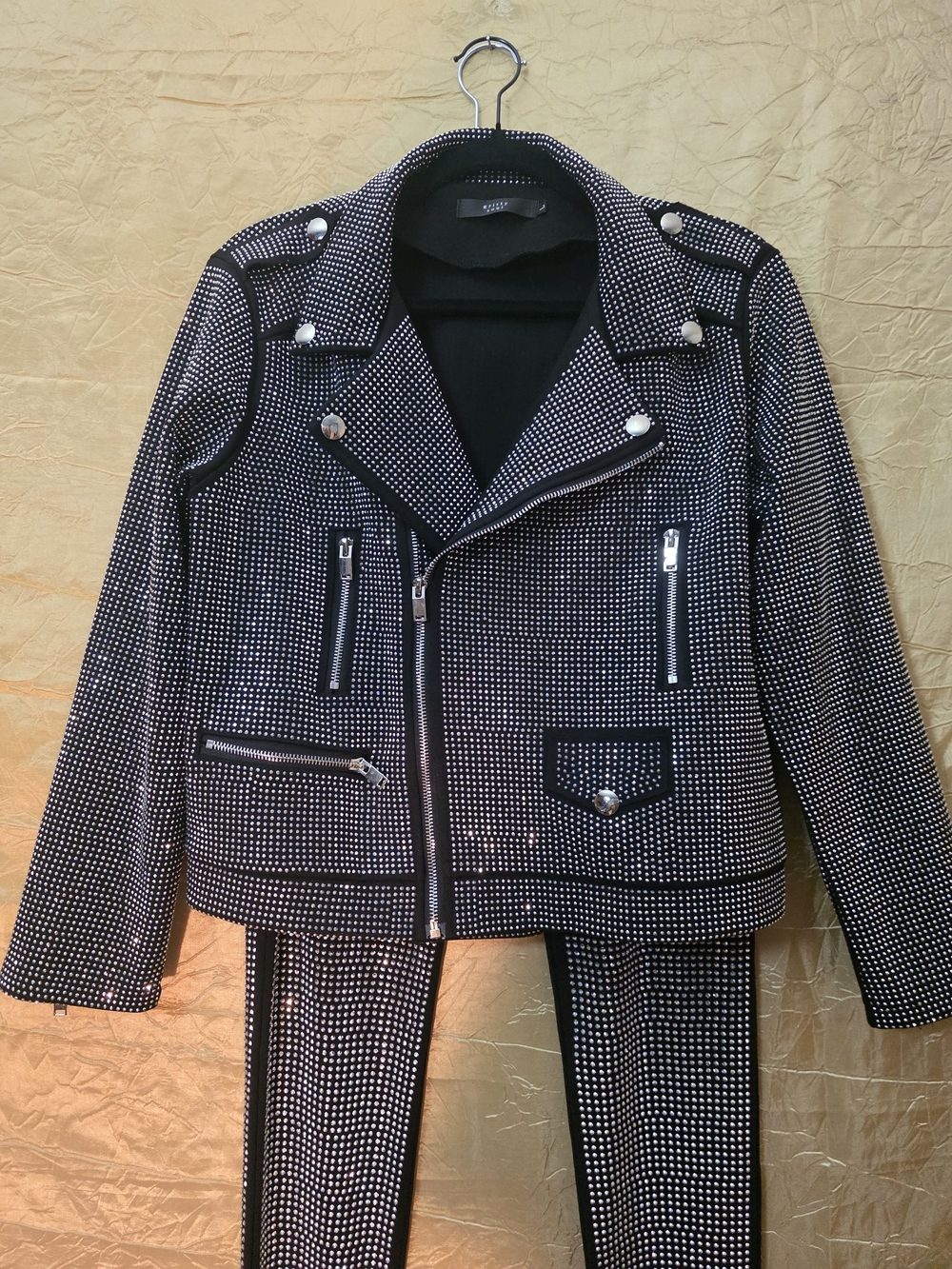 Studded Black & White Biker Jacket